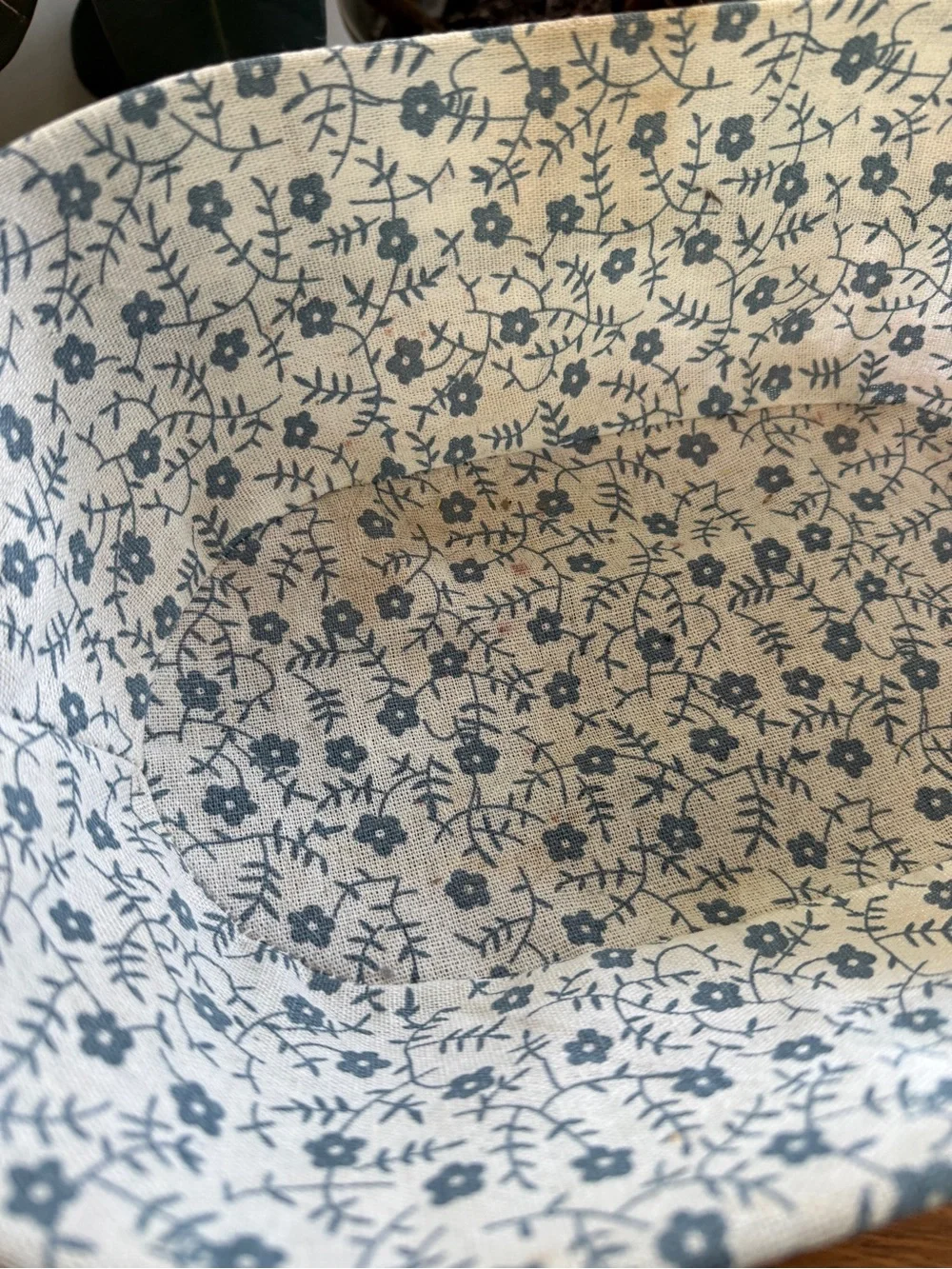 Decorative Blue Floral Lined Wire Basket - Home Accents